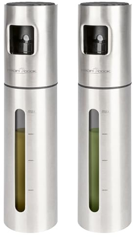 Profi Cook Ölsprüher | 2er Set | 100ml Ölspray | Sprühflasche für Öl, Essig, Wasser uvm. | Öl Sprühflasche | für Kochen Küche Fitness & Diät | mit Skalierung | für Speiseöl | PC-EOS 1270
