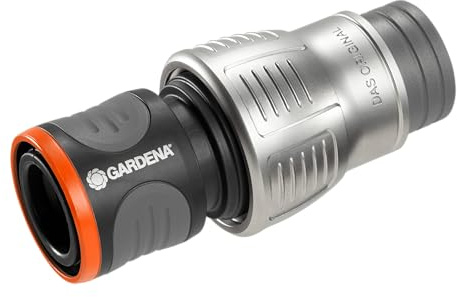 Gardena Premium Kunststoff Schlauchverbinder 19 mm (3/4 Zoll): Adapter für Wasserhähne, hohe Schlauchhaltekraft, frostsicher, Griffmulden, verpackt (18256-20), Schwarz/Silber