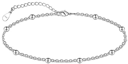 CHIC & ARTSY Damen Fußkettchen Armband 925 Sterling Silber Kette Strand Sandale Barfuß verstellbares Geschenkbox