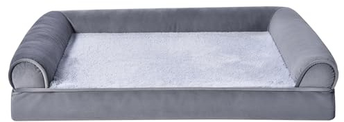 Amazon Basics Couchbett aus Schaumstoff für Hunde und Haustiere mit abnehmbarem Bezug, Grau, 76 x 51 x 16 cm (L x W x H)