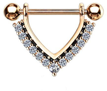 Beyoutifulthings Brustwarzen-Piercing Enamel Zirkonia Kranz - Nippel-Piercing Chirurgenstahl Silber Gold Roségold Stab 1,6/14mm