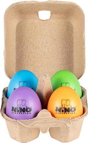 Nino Percussion Egg Shaker Assortment - 4 Rasseleier für Kinder ab 3 Jahren - Geschenkidee - Inklusive Box - Kunststoff, Mehrfarbig (NINOSET21)