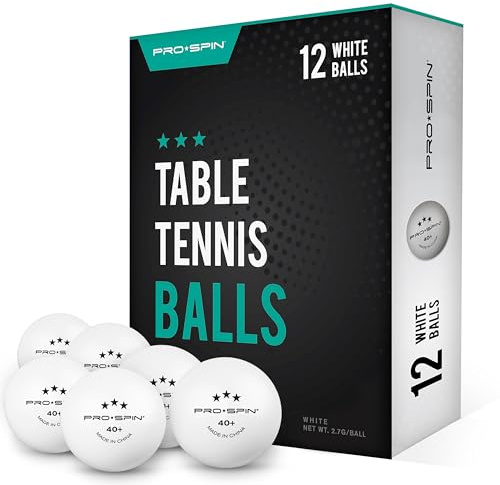PRO-SPIN Tischtennisbälle -Weiße Tischtennisbällen 3 Sterne 40+ (12er-Pack) | Hochwertige ABS-Trainingsbälle | Extrem Robust für Innen- und Außen-Tischtennisplatten, Wettbewerb und Spiel