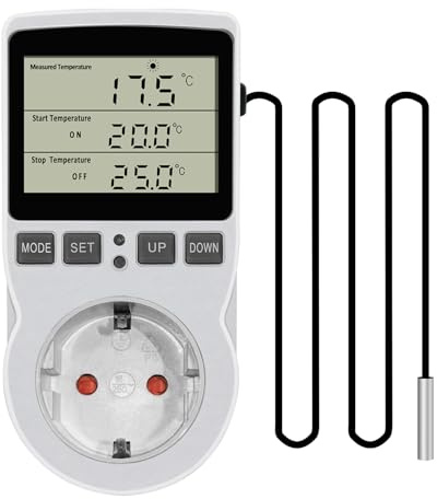 KETOTEK KT3100 Thermostat Steckdose Temperaturregler 230v mit fühler | mit 3m Sensor, 230V, 16A Temperaturregler für Heizung/Kühlung, Gewächshaus, Aquarium, Fermentation, Inkubator, Terrarium