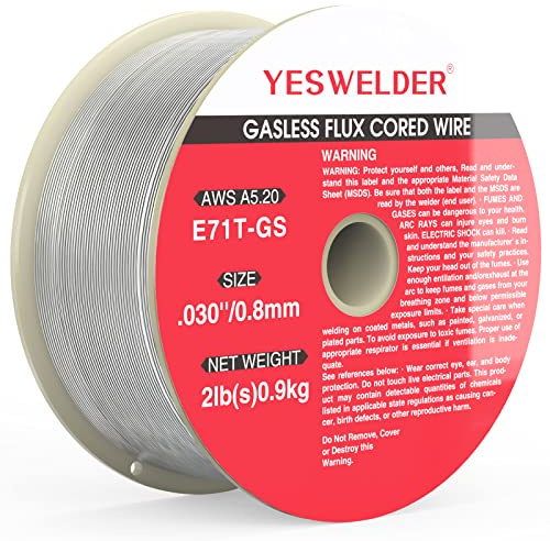 YESWELDER Fülldraht Gaslos Ø 0,8 mm, Universal FLUX Schweißdraht E71T-GS, 0,9kg Spule MIG MAG Baustahl, Drahtrolle D100
