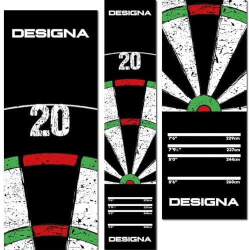 Designa Darts MAT43 | rutschfeste Teppich-Dartmatte, Doppel-Top, 290 cm x 60 cm