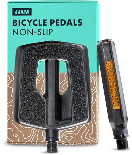 AARON - Urban Fahrradpedale – mit Kugellager wasserdicht in Industriequalität – abnehmbare, rutschfeste Beschichtung/flaches Design – für Mountainbike/E-Bike/Stadtfahrrad/andere – Schwarz
