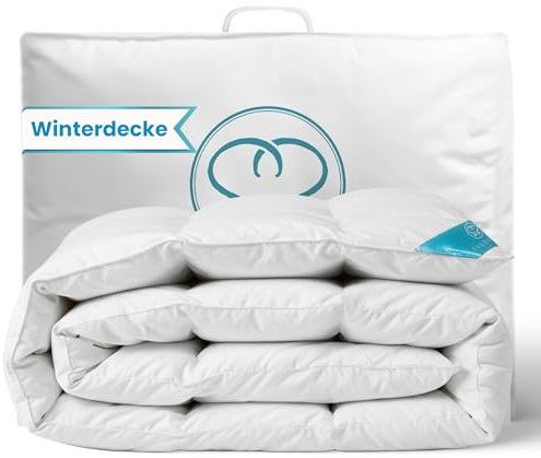 Sandaro Home Warme Winterdecke 135x200 Bettdecke | Gänsedaunendecke 135x200 | Flauschige Duvet für kalte Nächte | Steppdecke aus Reiner Baumwolle | 1600g & 100% Natur