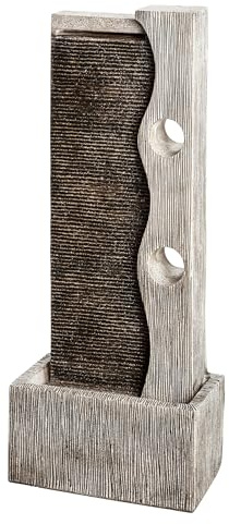 Dehner Gartenbrunnen Eclipse mit LED Beleuchtung, ca. 100 x 40 x 19.8 cm, Polyresin, grau