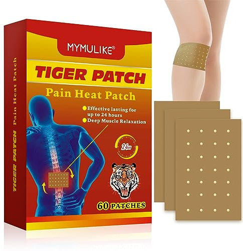 60 Count Tiger Schmerzlinderung Patch, Schmerzlinderung Wärmepflaster Aufkleber für Nacken und Schulter, Schmerzlinderung für Schulter, Wärmepflaster Schmerzpflaster für Lendenwirbelsäule, Knie