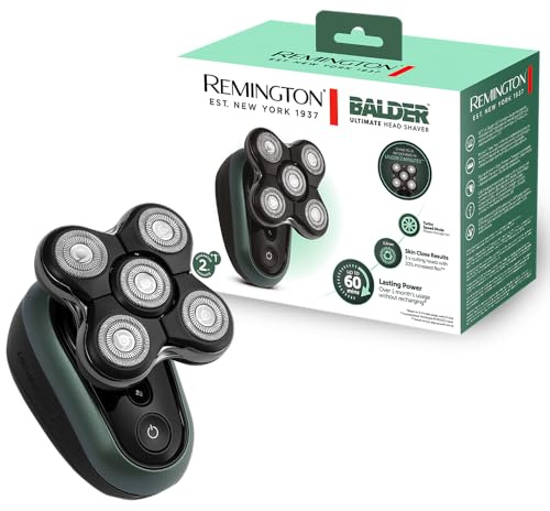 Remington Glatzen-Rasierer Herren elektrisch [Turbo Boost Funktion] Kopf-Rasierapparat Lithium (5 Scherköpfe, glatte Rasur max.0,2mm,Haar-Auffang-Kammer,Detail-Trimmer,Wasserdicht)Kopfrasierer XR1600