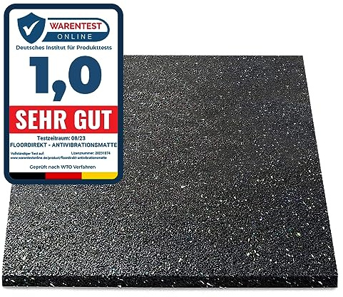 Floordirekt Premium Antivibrationsmatte 60x60cm - Made in Germany - für Waschmaschine Trockner etc. - zuschneidbar - in 4 Stärken erhältlich (60 x 60 x 1,0 cm)