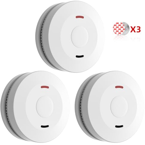Rauchmelder, Magnethalterung Feuermelder mit 10 Jahre Batterie, Starken 3M Klebepads für Sicheren Halt, Standalone Empfindlich Brandmelder, DIN EN 14604 Zertifiziert, 3er Pack