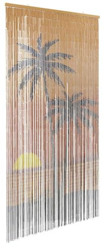 vidaXL Insekten-Türvorhang Palmendruck 100x200 cm Bambus, Fliegenvorhang, Tür Fliegengitter, Perlenfliegenvorhang, Fliegengitter, Bambusvorhang