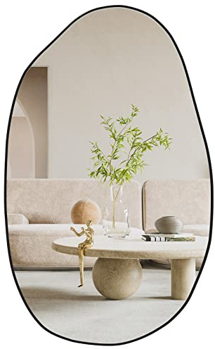CASSILANDO Asymmetrischer Spiegel, Unregelmäßiger Wandspiegel, Einzigartiger Kosmetikspiegel, Geformter Ankleidespiegel, Dekorativ für Wohnzimmer, Badezimmer, Schlafzimmer, 85 x 52 cm