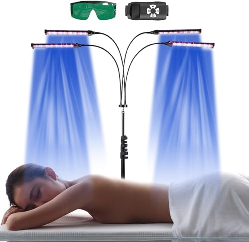 Solarium für Zuhause, Bräunungslampe mit 460nm & 490nm Blaues Licht, 60W Gesichtsbräuner mit 4 Verstellbarem Schwanenhals, Gesichtssolarium 420 LED mit einstellbarer Höhe, Zeit und Intensität
