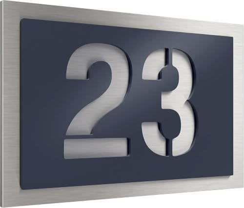 Graviers Design Hausnummer aus V2A Edelstahl 160x110mm - Anthrazit RAL 7016 - Wetterfest Rostfrei Individuell anpassbar nach eigener Nummer - Made in Germany