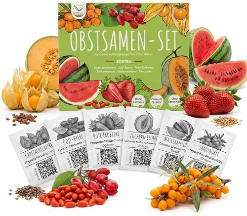 Obst Samen Set mit 6 exotischen Sorten - Obst Samen Anzuchtset für deinen eigenen Obstgarten ideal für Hochbeet, Garten & Balkon