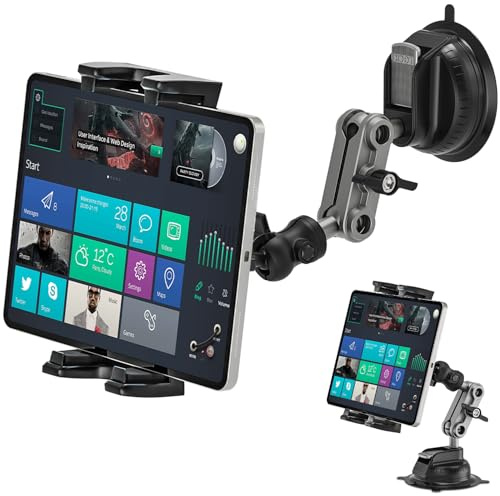 Asaiy Tablet Halterung Auto, iPad Halterung Saugnapf, 360° Drehbare | Tablethalter Auto Für Windschutzscheibe und Armaturenbrett, iPad Autohalterung Für iPad Samsung Tab 4.7-12.9