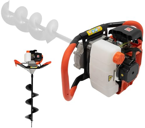 JINPRDAMZ 2-Takt Benzin Erdbohrer 1,7KW 52CC Akku-Erdbohrer Benzin Erdlochbohrer Benzin Pfahlbohrer Handheld, Große Leistungskapazität 1,7KW, Erdlochbohrer Pfahlbohrer Security Ausrüstung (Bohrerlos)