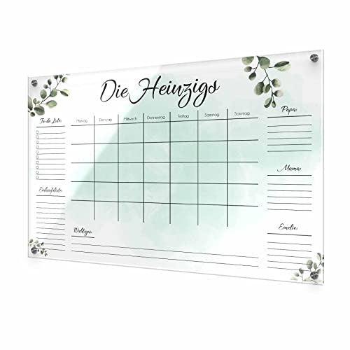 Abwischbarer Familienkalender mit bunten Designs aus hochwertigem Acrylglas - Wochenplaner für die ganze Familie - ca. 60x40 cm