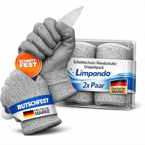 2x Paar (4Stk.) Arbeitsschutzhandschuhe Schnittschutzhandschuhe Gr M/9 (weitere Varianten Gr S/8, L/10 & XL/11 - Staffelpreise), Gartenhandschuh, für Arbeit, Garten und Küche, Grifffest, TÜV-geprüft