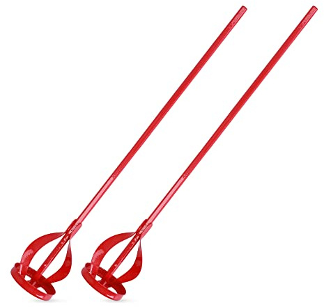 Navaris 2x Rührstab Bohrmaschinen Paint Mixer - Quirl 6x40cm aus Stahl 2er Set - Mörtelrührer für Farbe Lack Lasuren - Bohrmaschinen Farbrührer klein