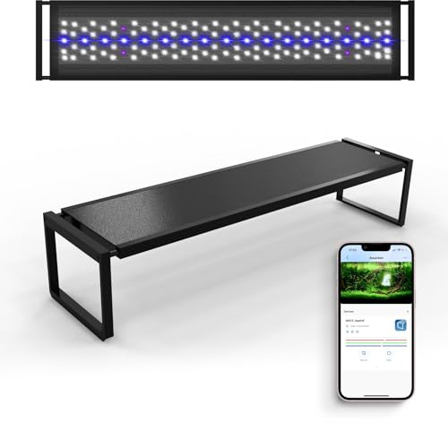 FZONE Led Aquarium Beleuchtung Mit APP-Steuerung, Vollspektrum Für Bepflanzte Aquarien Von 24-31‘’, Timer Für Sonnenaufgang/Sonnenuntergang, 36W