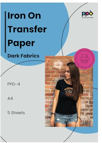 PPD 5 x A4 Inkjet Premium Transferpapier für dunkles Textil, Bügeleisen und Transferpresse PPD-4-5