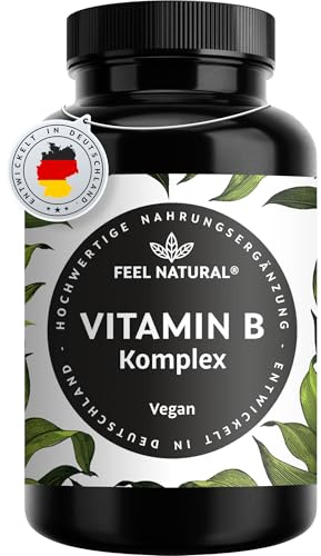 Vitamin B Komplex hochdosiert - Alle 8 B-Vitamine (B1, B2, B3, B5, B6, B7, B9, B12) - 500µg Vitamin B12 - bio-aktive Vitamin B-Formen - laborgeprüft, in Deutschland produziert - 180 vegane Kapseln