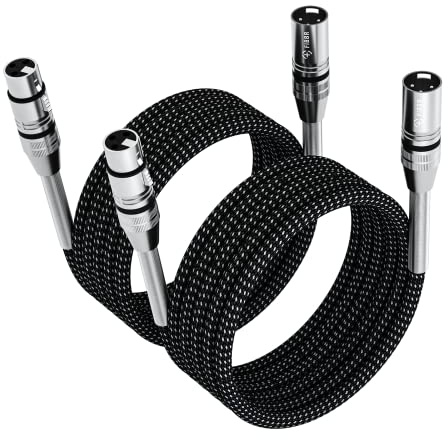 FIBBR XLR Kabel, Mikrofonkabel Nylongeflecht XLR Stecker auf Buchse Strapazierfähiges Symmetrisches Mikrofonkabel Kompatibel mit Vorverstärkern/Lautsprechersystemen und Mehr (2, 8M)