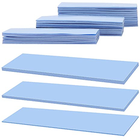 30 Stücke Sortierte Dicke 0.5/1/1.5 mm Wärmeleitende Silikonpads mit 6,0 W/mk Wärmeleitfähigkeit, VooGenzek Wiederverwendbar Wärmeleitend Silikon Pad, für SSD-CPU-GPU-LED-IC-Chipsatzkühlung, Blau
