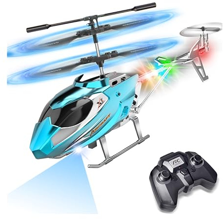 TERRAMUS RC Hubschrauber für Jungen und Erwachsene, 2.4G Ferngesteuerter Hubschrauber mit LED-Licht für Kinder ab 12 Jahren, 3,5 Kanäle, Gyro, Feste Höhe, Start mit Einer Taste, RC Flugzeuge Geschenk