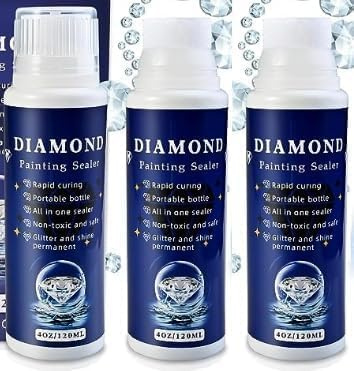 Cieex 3 Stück Diamond Painting Versiegelung, Diamond Painting Kleber für glitzernde Bilder & Versiegelung von Diamanten, Durchsichtig(360ml)