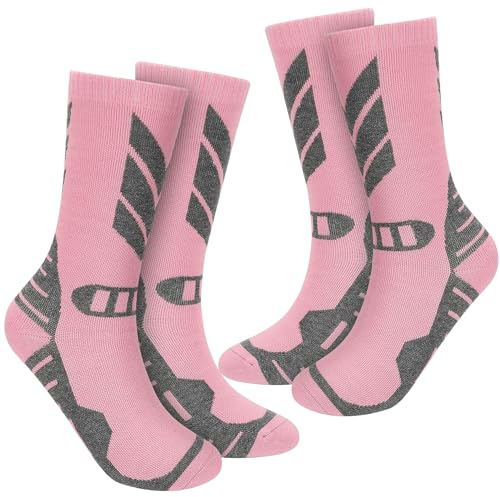 wanchel Warme Kinder Skisocken - 2 Paar aus Merinowolle und Baumwolle gefertigte Skisocken, Knielange Winter-Wärme Snowboard-Thermo-Socken für Jungen, Mädchen und Kleinkinder