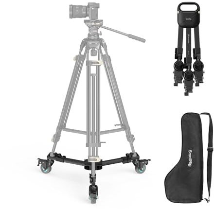 SMALLRIG Quick-Lock Fotografie Heavy Duty Tripod Dolly für Schwere Beanspruchung, Robust mit 3" Gummirädern, Verstellbaren Beinen, Griff und Tragetasche, Stativräder zum Filmen & Fotografieren – 5020B