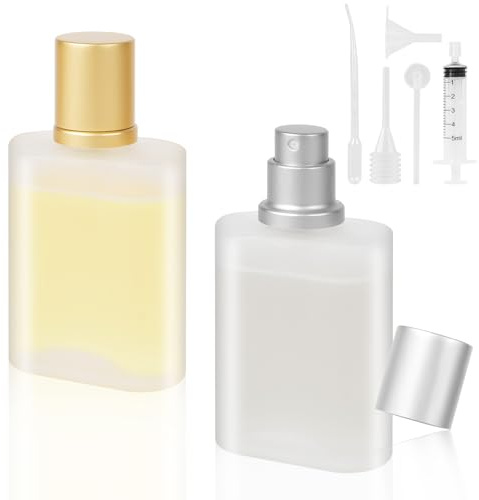 LOPHE Parfümzerstäuber, 2er-Pack mattierte Mini-Parfümzerstäuber, Mit Trichter, Strohhalm, Tropfer, Spenderzubehör, Zerstäuber Parfüm Sprühflasche, Perfume Sprayer für Reise Männer und Frauen, 30ml