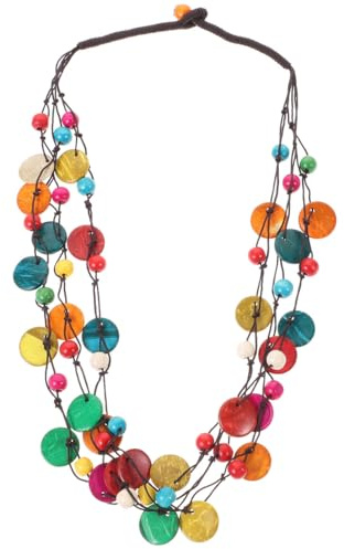 KESYOO Böhmische Halskette Mehrreihige Kette Kokosnuss Perlen Anhänger Vintage Halsschmuck Damen Frauen Mädchen Geschenk Sommmer Party Hawaii Laua Party Schmuck