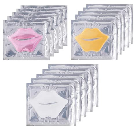 Kollagen Kristall Lippenmasken Set, 3 Arten 15pcs Feuchtigkeitsspendende pflegende Lippenpflaster Anti-Falten Anti-Aging Hydratisierende Gel Masken Verbesserung der Hautpflege