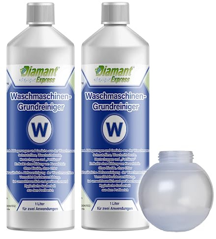Diamant Express® Waschmaschinen-Reiniger, Jahresvorrat, Effektive Grundreingung gegen Kalk, Ablagerungen und Gerüche. Made in Germany, 2x1L