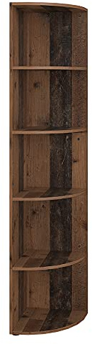 Vicco Eckregal Ecki, Antikholz, 40 x 180 cm, zur Wandmontage mit DREI offenen Ablageflächen