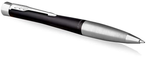 Parker Urban Twist-Kugelschreiber | Mattschwarz mit Chrom-Zierteilen | mit Nachfüllpatrone mit blauer Tinte | Geschenkbox