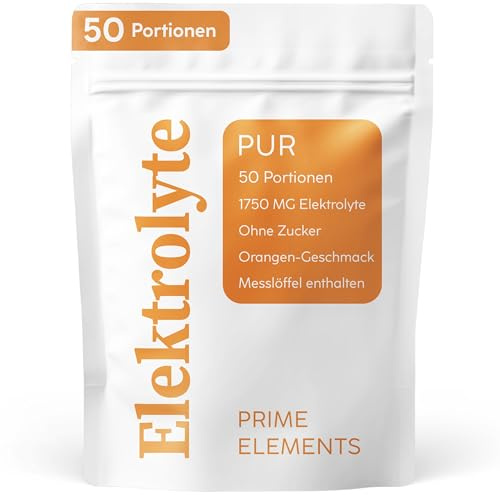 Elektrolyte hochdosiert ohne Zucker | 50 Portionen mit je 1750 MG | Elektrolyte Pulver für Sportler bei Flüssigkeitsverlust | 250g | Orangen-Geschmack