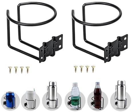 2 Stück Auto Becherhalter, Boot Ring Getränkehalter Edelstahl Becherhalter Zahnbürstenbecher Halter, Generisch Getränkehalter für Startseite Waschraum Schiff Yacht Wohnwagen Traktor Bars, Schwarz