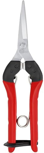FELCO 322 Ernteschere mit langer Reichweite, 46 mm verchromte Klinge, 10 mm Schnitt, ergonomische Stahlgriffe, Polyurethan-Stoßdämpfer, leicht und präzise, für Gärtner, Floristen, Winzer