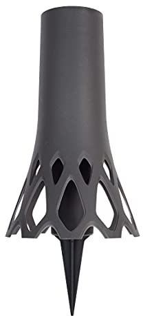 Plastia Grabvase mit Erdspieß Roseta Anthrazit 1 L - Friedhofsvase aus Kunststoff - Steckvase als Grabschmuck - UV-und witterungsbeständige Blumenvase