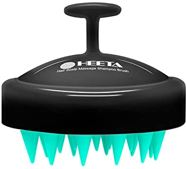 HEETA Kopfhaut Massagebürste für Nasses und Trockenes Haar Sanft Kopfmassage Bürste, Shampoo Haarbürste mit Weichem Silikonkopf für Peeling und Kopfmassage-Türkis&Schwarz