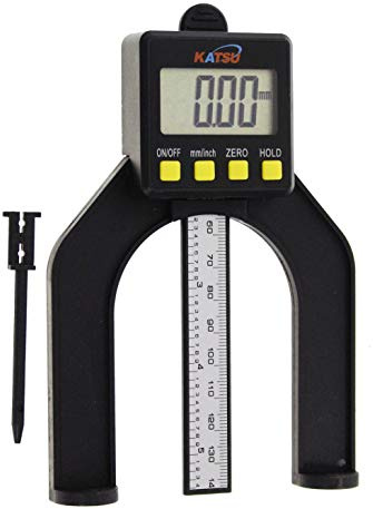 Tiefenmesser, KATSU 0-80mm Profiltiefenmesser Digitaler Tiefenmesser Höhen undTiefen Messwerkzeug für Trimmer Router Holzbearbeitung Fräser Tischkreissäge - großer Bildschirm
