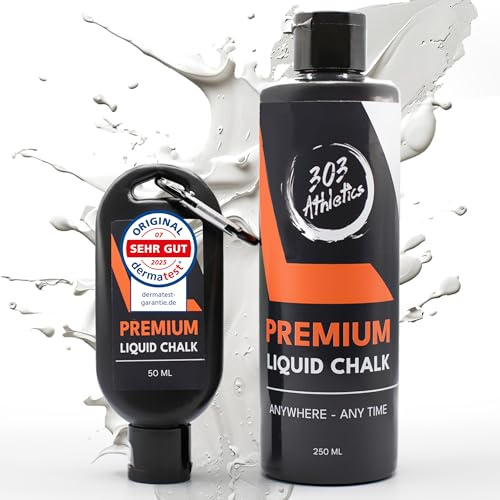 303 Athletics Liquid Chalk Gym 300ml – Flüssigkreide/Magnesia/Chalk für starken Grip – Fitness, Klettern, Bouldern & Crossfit – kein Staub, schnell trocknend – DERMATEST SEHR GUT