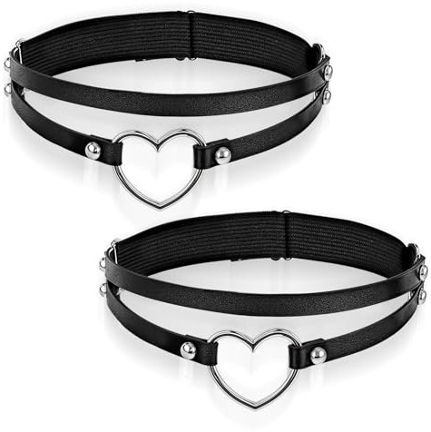 JIYIN 2 Stück Strumpfhalter Damen Leder Bein Strumpfband Strapsgürtel Leder | Verstellbares Strumpfhalter Oberschenkel Doppellagiges Gothic Beingurt Strumpfband Gürtel für Karneval Cosplay Party Zubehör